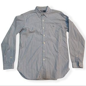 Polo Ralph Lauren Button Down 100% Cotton Shirt Blue Striped PRL Men Medium
